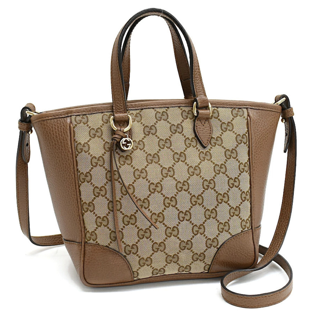 Gucci 2way Crossbody GG Canvas Leather Beige Cream Brown